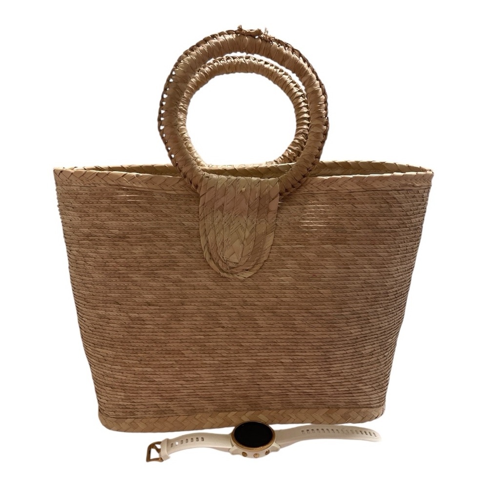 Elegant Tan Woven Tote Bag